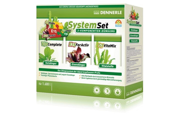 Комплект препаратов для системного и профессионального ухода за аквариумными растениями Dennerle Perfect Plant System Set (E15 20 табл / S7 50 мл / V30 50 мл) на 1600 л