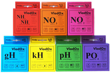 VladOx набор из 7-ми тестов (gH, kH, pH, NO2, NO3, NH3/4, PO4)